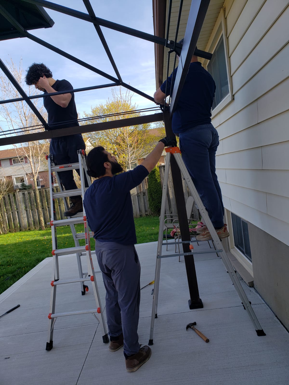Gazebo assembly in progress